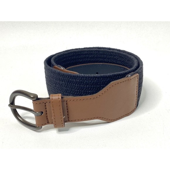Old Navy Womens Wide Stretch Waist Belt Black Faux Leather Tan Medium Large M L - Picture 12 of 12